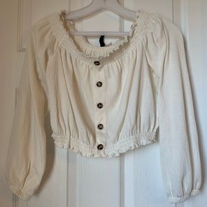 Off-the-Shoulder Cream Crop Top